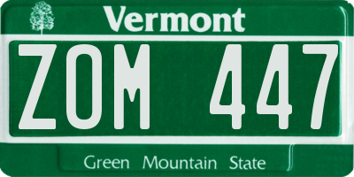 VT license plate ZOM447