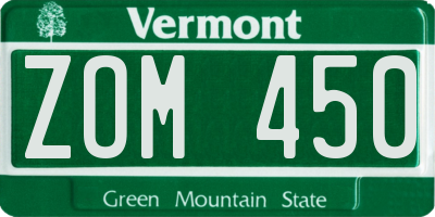 VT license plate ZOM450