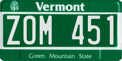 VT license plate ZOM451