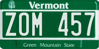 VT license plate ZOM457