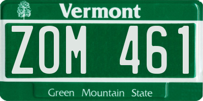 VT license plate ZOM461