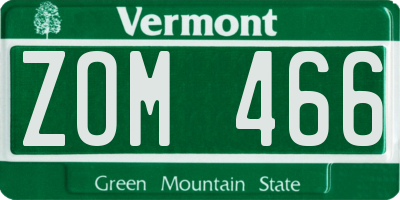 VT license plate ZOM466