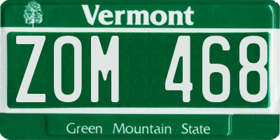 VT license plate ZOM468