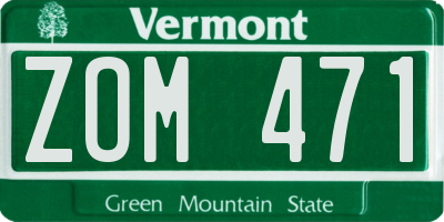VT license plate ZOM471