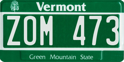 VT license plate ZOM473