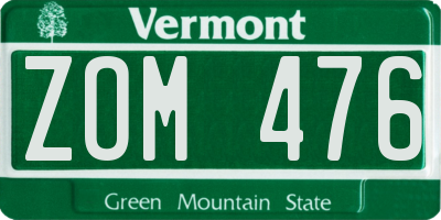 VT license plate ZOM476
