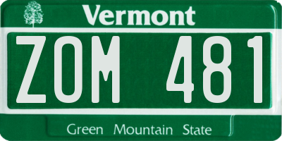 VT license plate ZOM481