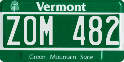 VT license plate ZOM482