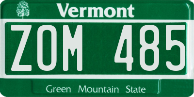 VT license plate ZOM485
