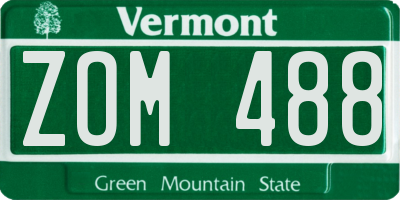 VT license plate ZOM488
