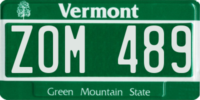 VT license plate ZOM489