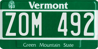 VT license plate ZOM492