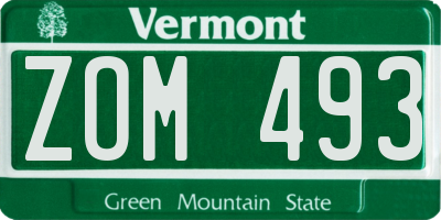 VT license plate ZOM493