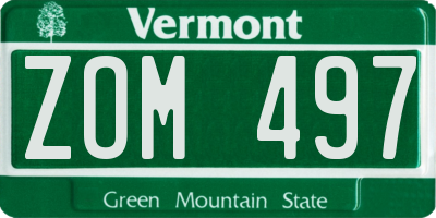 VT license plate ZOM497
