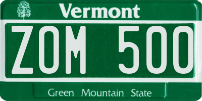 VT license plate ZOM500