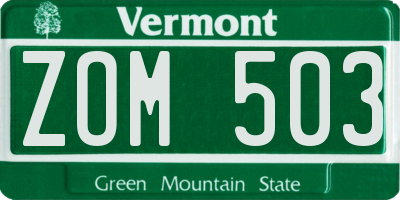 VT license plate ZOM503