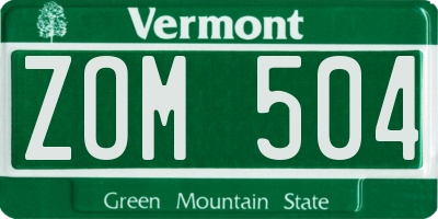 VT license plate ZOM504