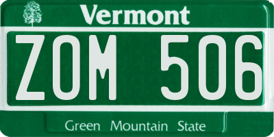 VT license plate ZOM506