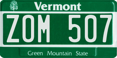 VT license plate ZOM507