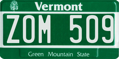 VT license plate ZOM509