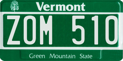 VT license plate ZOM510