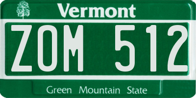 VT license plate ZOM512