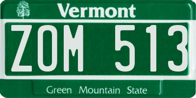 VT license plate ZOM513
