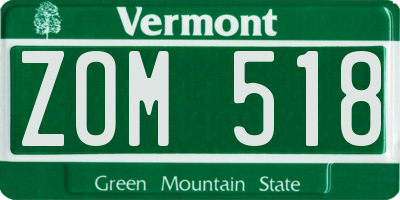 VT license plate ZOM518