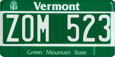 VT license plate ZOM523