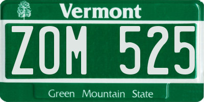 VT license plate ZOM525