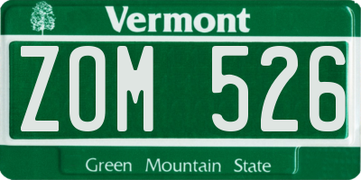 VT license plate ZOM526