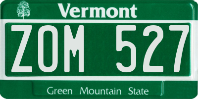 VT license plate ZOM527