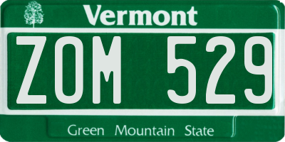 VT license plate ZOM529