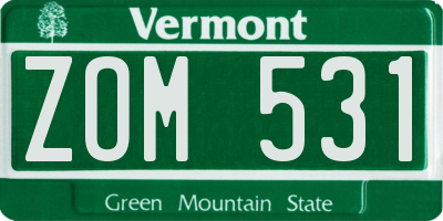 VT license plate ZOM531