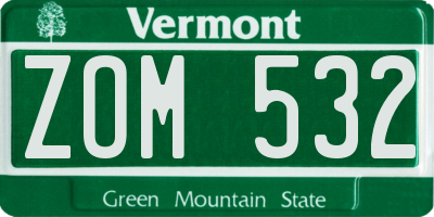 VT license plate ZOM532