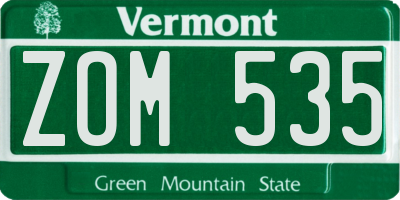 VT license plate ZOM535