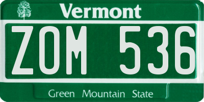 VT license plate ZOM536