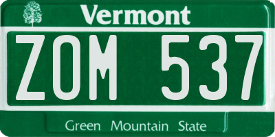 VT license plate ZOM537
