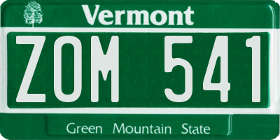 VT license plate ZOM541
