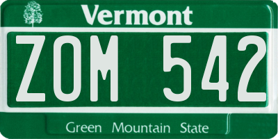 VT license plate ZOM542