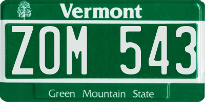 VT license plate ZOM543