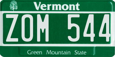 VT license plate ZOM544
