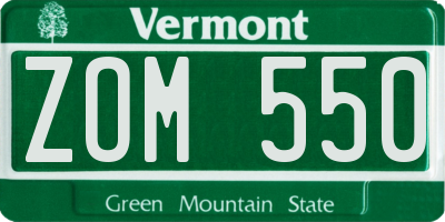 VT license plate ZOM550