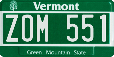 VT license plate ZOM551