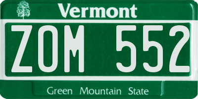 VT license plate ZOM552