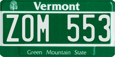 VT license plate ZOM553