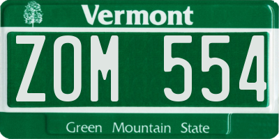 VT license plate ZOM554