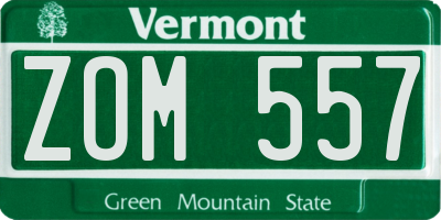 VT license plate ZOM557