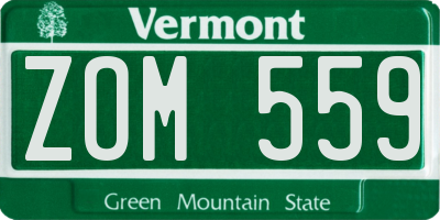 VT license plate ZOM559