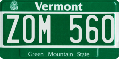 VT license plate ZOM560